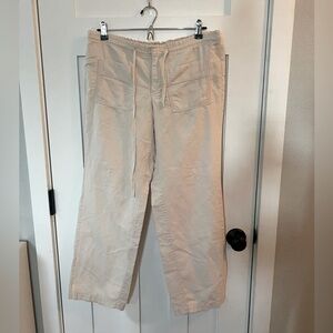 Eddie Bauer Linen Blend Wide Leg Pants Size 6 Petite Cream